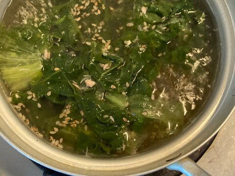 スープジャーレシピ♪サニーレタスとツナ缶のスープ